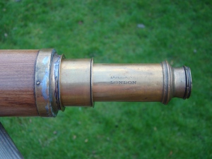 Dolland telescope showing solder repairs to main joint, and the oak barrel